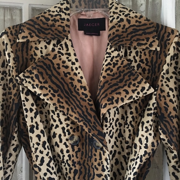 Jaeger Leopard Print Trench Coat - Picture 1 of 11